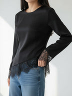 Asymmetric Lace Edge Top