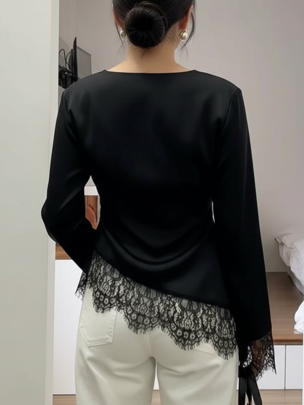Asymmetric Lace Edge Top