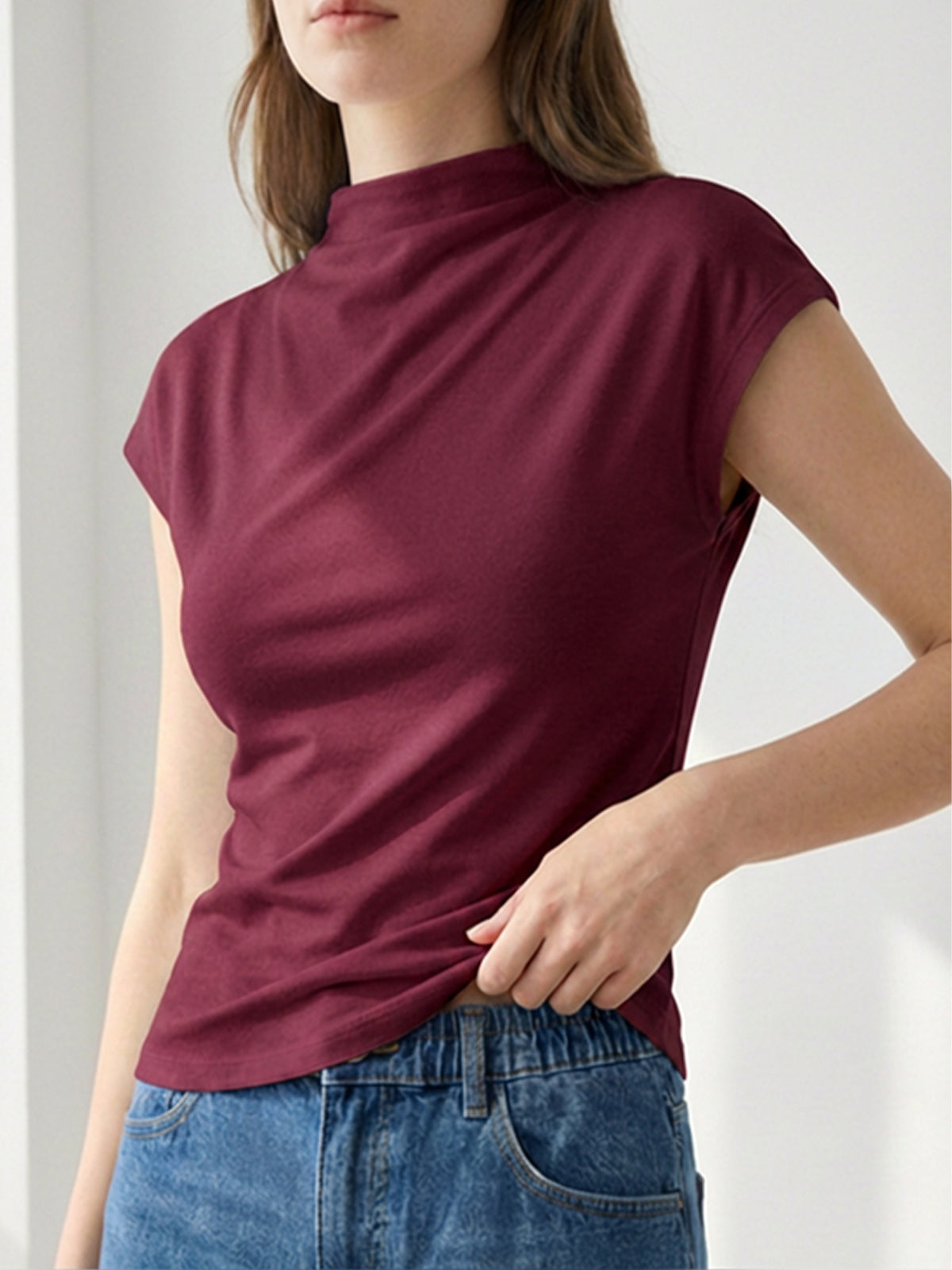 Relaxed High-Neck Top