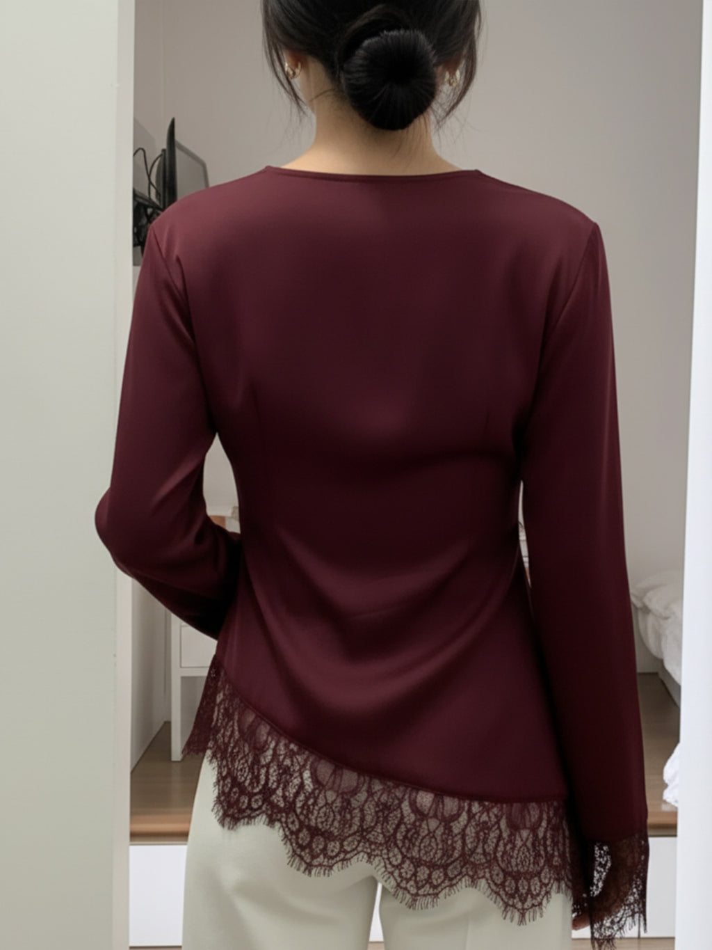 Asymmetric Lace Edge Top