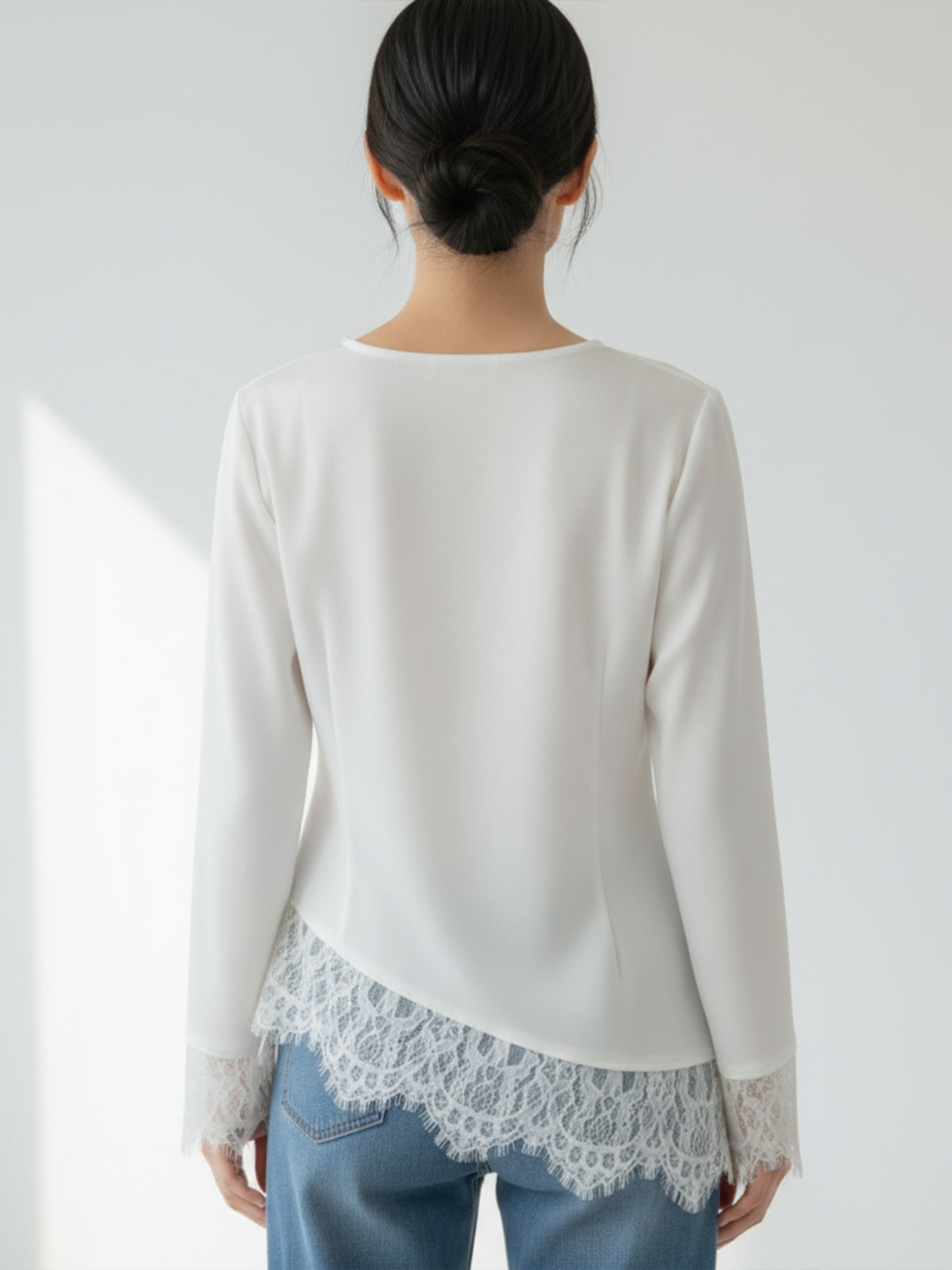 Asymmetric Lace Edge Top