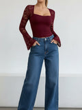 Sheer Lace Cut-Out Top