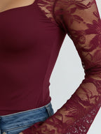 Sheer Lace Cut-Out Top
