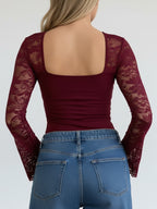 Sheer Lace Cut-Out Top