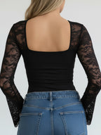 Sheer Lace Cut-Out Top