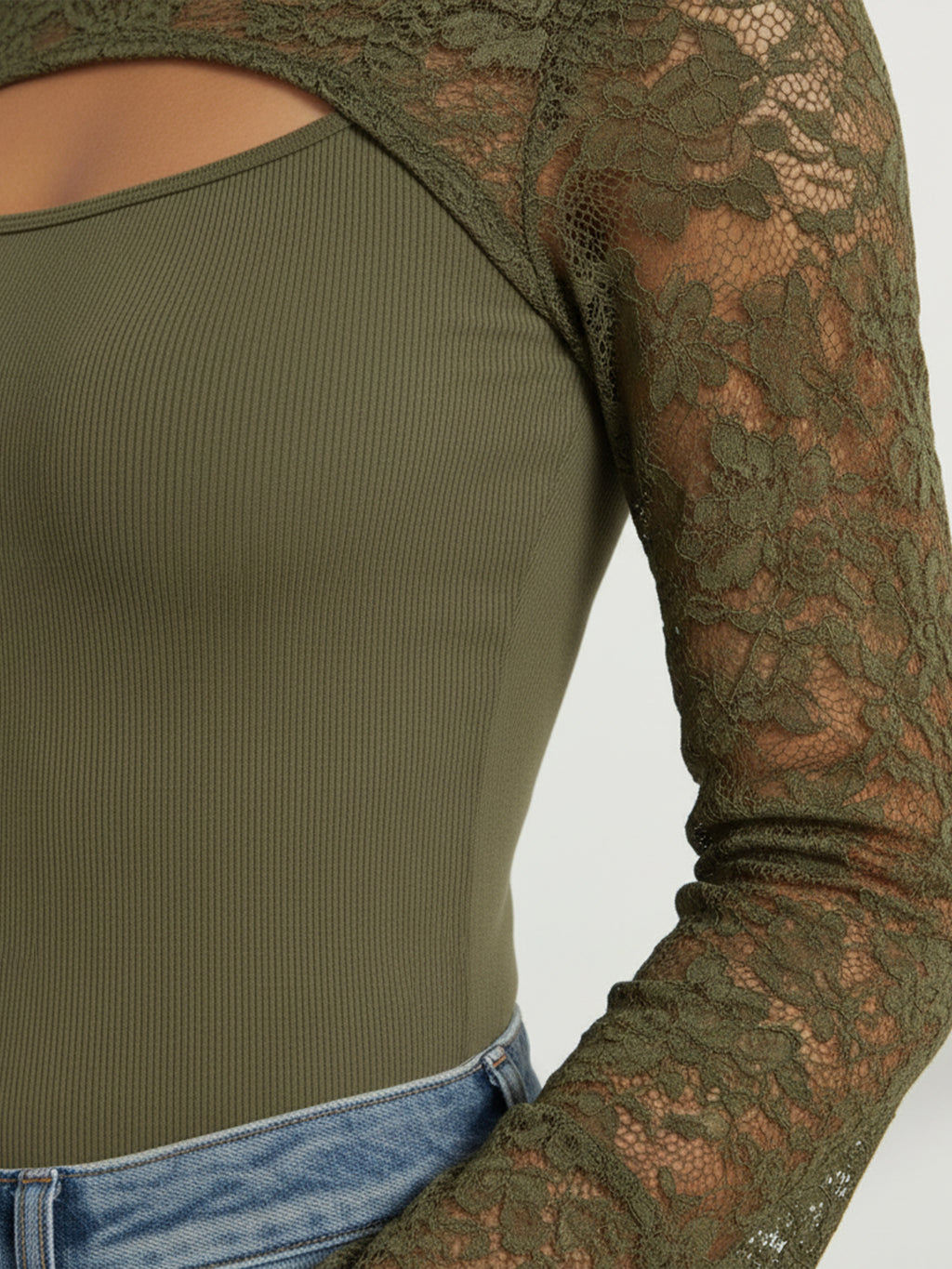 Sheer Lace Sleeve Top