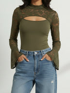 Sheer Lace Sleeve Top