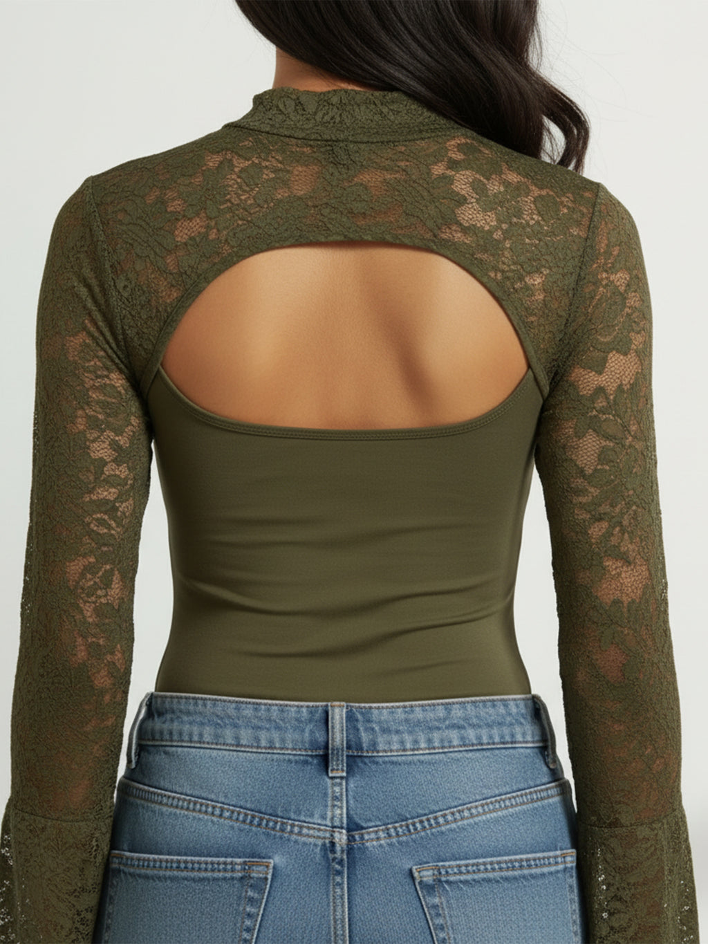 Sheer Lace Sleeve Top
