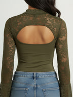 Sheer Lace Sleeve Top
