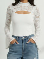 Sheer Lace Sleeve Top