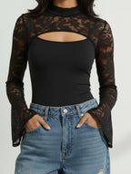 Sheer Lace Sleeve Top