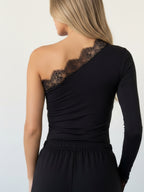 Lace Edge One-Shoulder Top