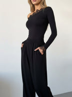 Lace Edge One-Shoulder Top