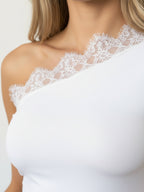 Lace Edge One-Shoulder Top