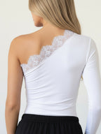 Lace Edge One-Shoulder Top