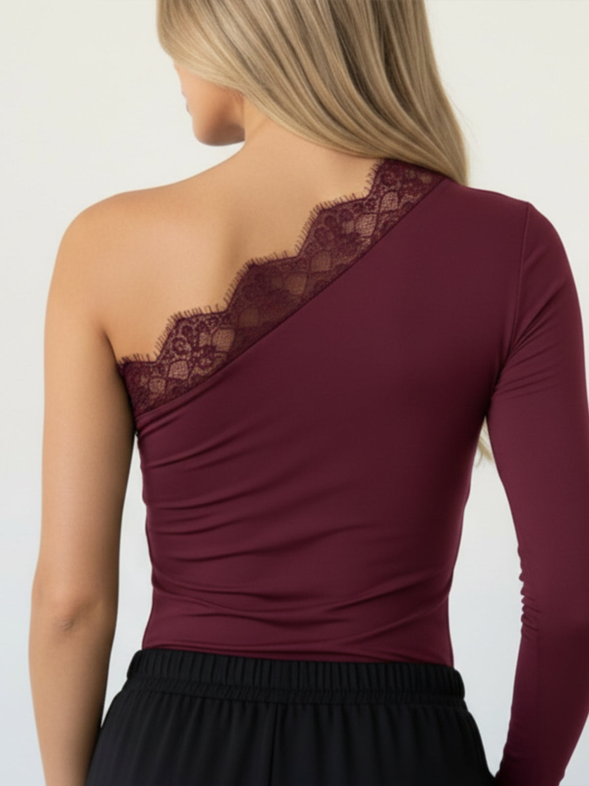 Lace Edge One-Shoulder Top