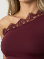 Lace Edge One-Shoulder Top