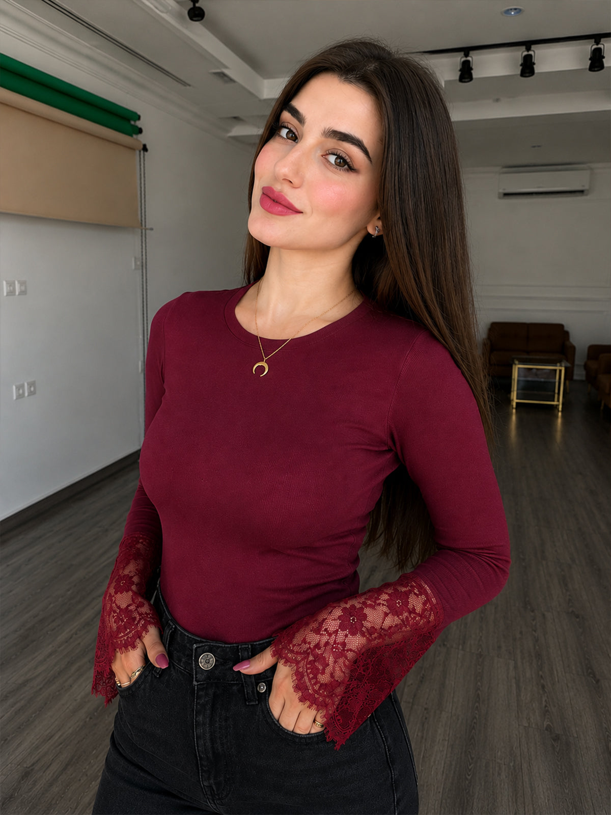 Refined Rib Lace Top