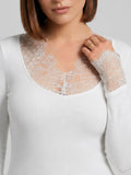 Lace Trim V-Neck Top