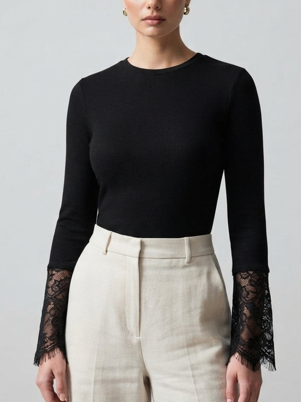 Refined Rib Lace Top