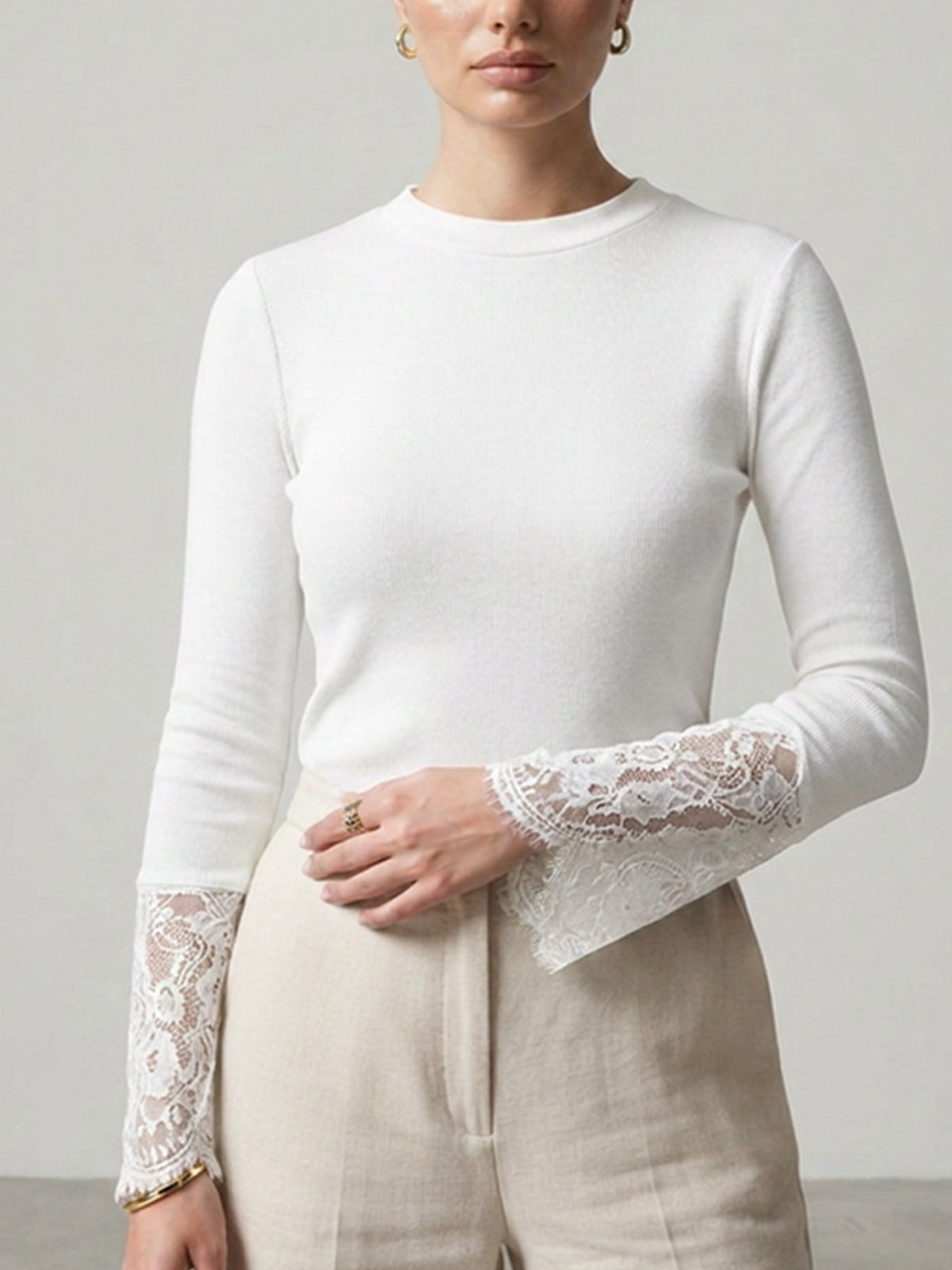 Refined Rib Lace Top