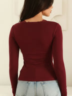 Lace Trim V-Neck Top