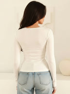 Lace Trim V-Neck Top