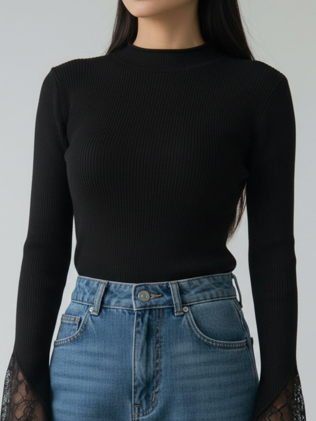 Refined Rib Lace Top