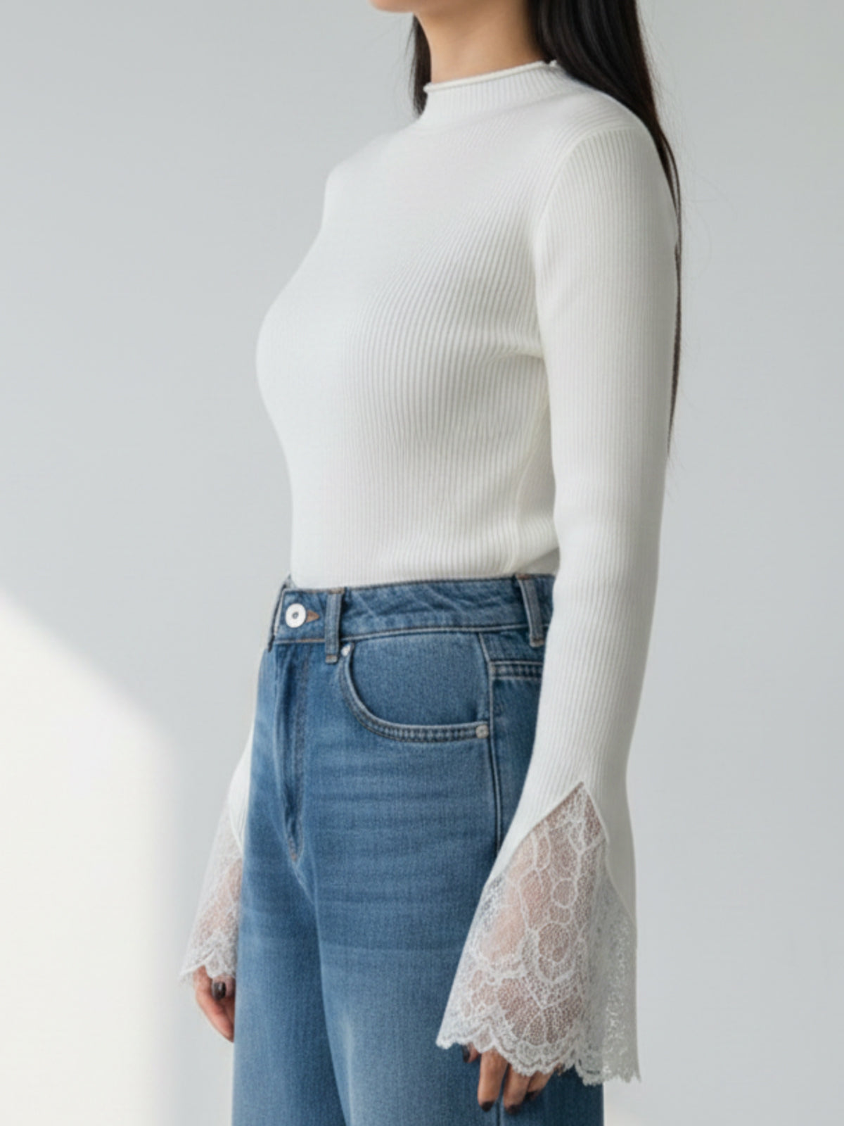 Refined Rib Lace Top