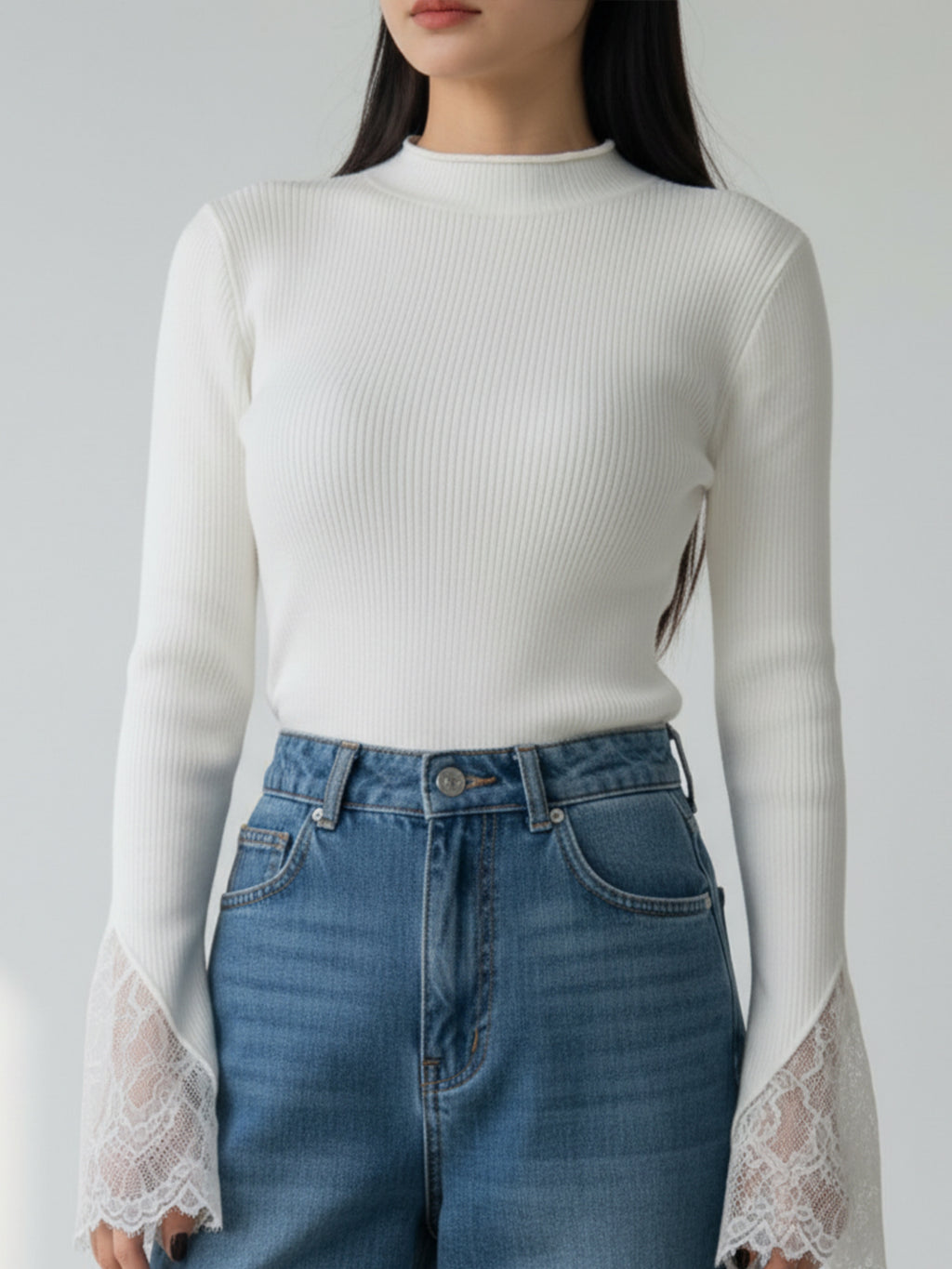 Refined Rib Lace Top