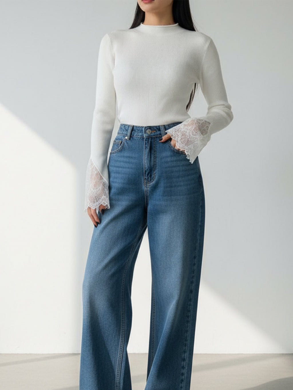 Refined Rib Lace Top