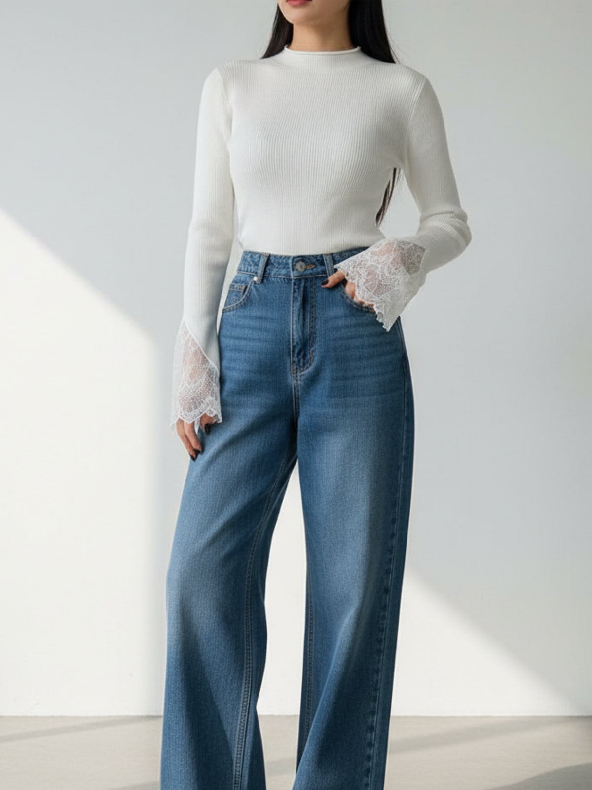 Refined Rib Lace Top