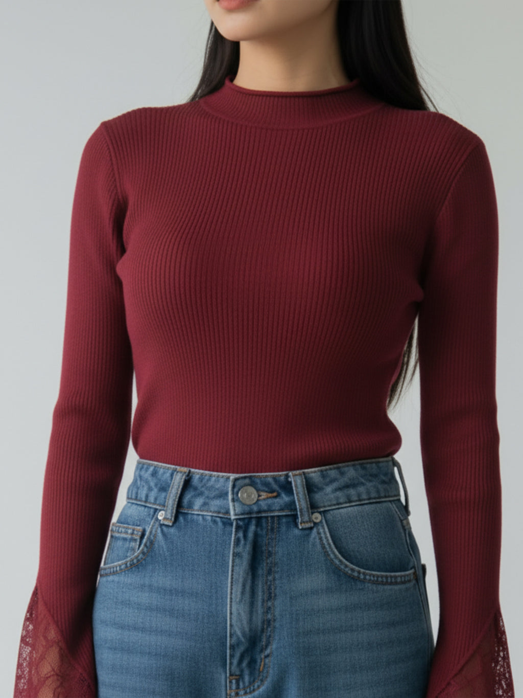 Refined Rib Lace Top