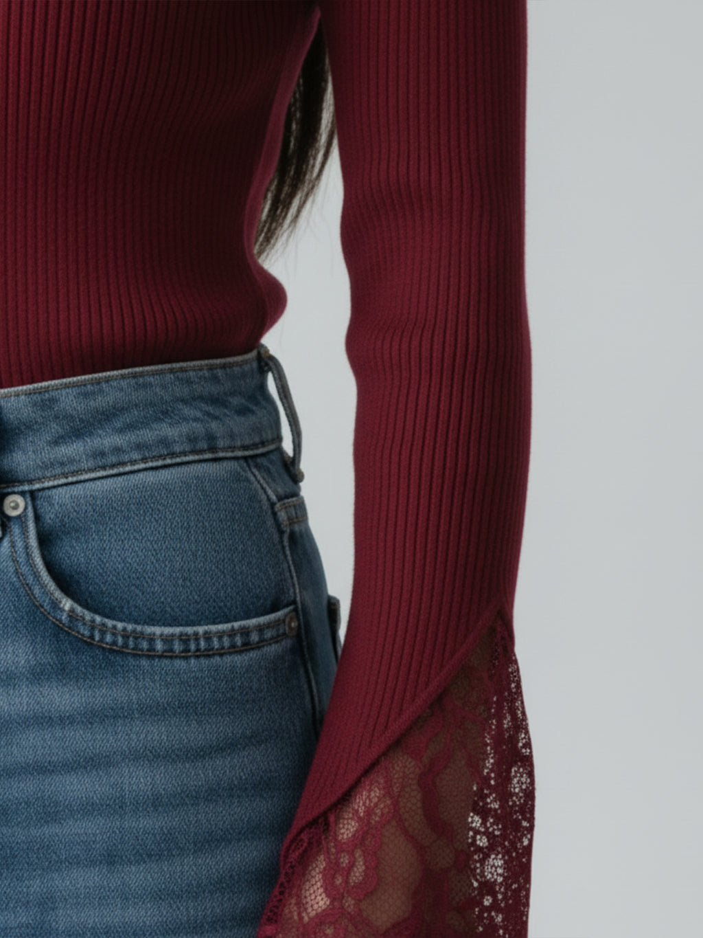 Refined Rib Lace Top