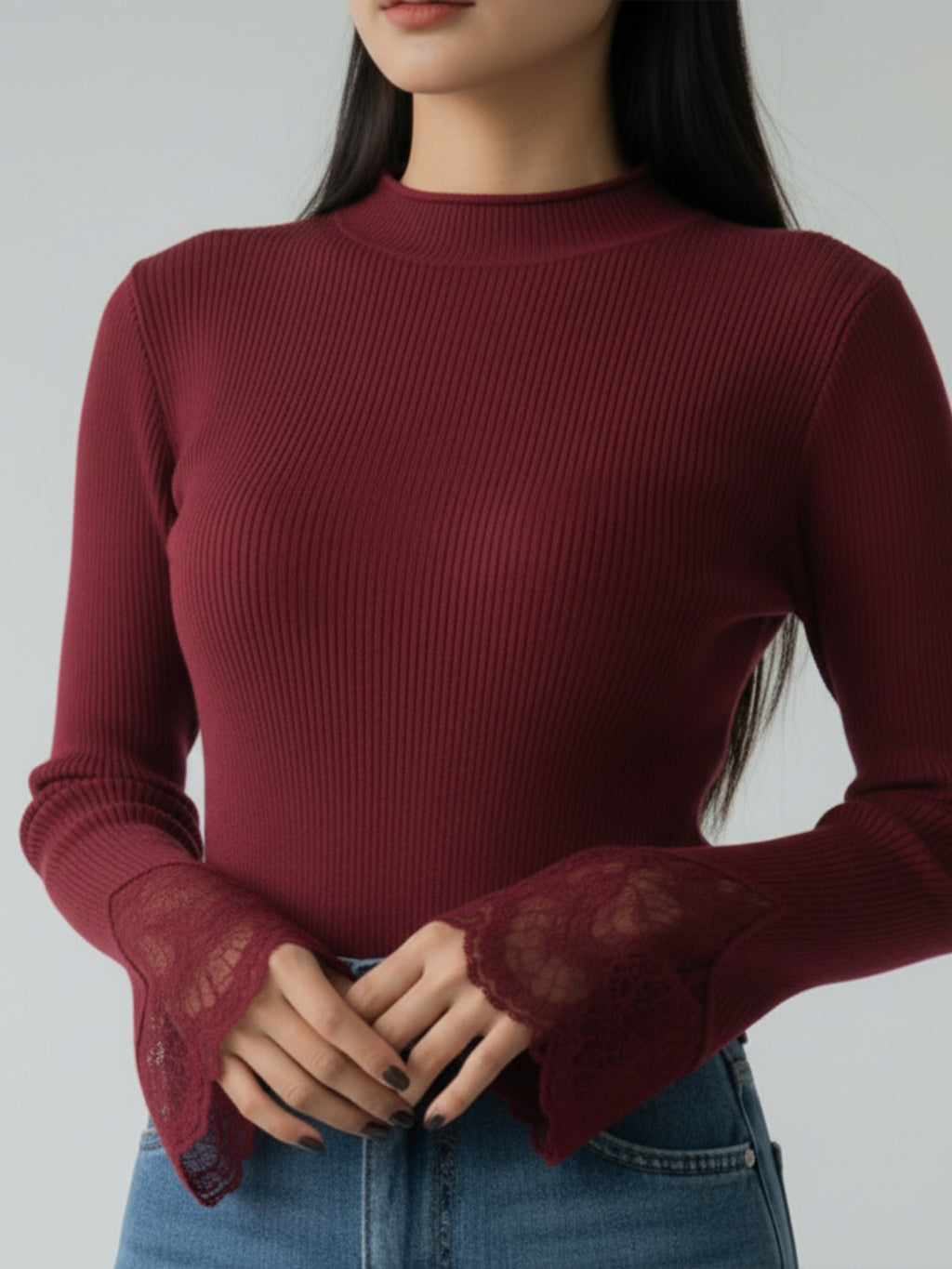 Refined Rib Lace Top