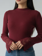 Refined Rib Lace Top