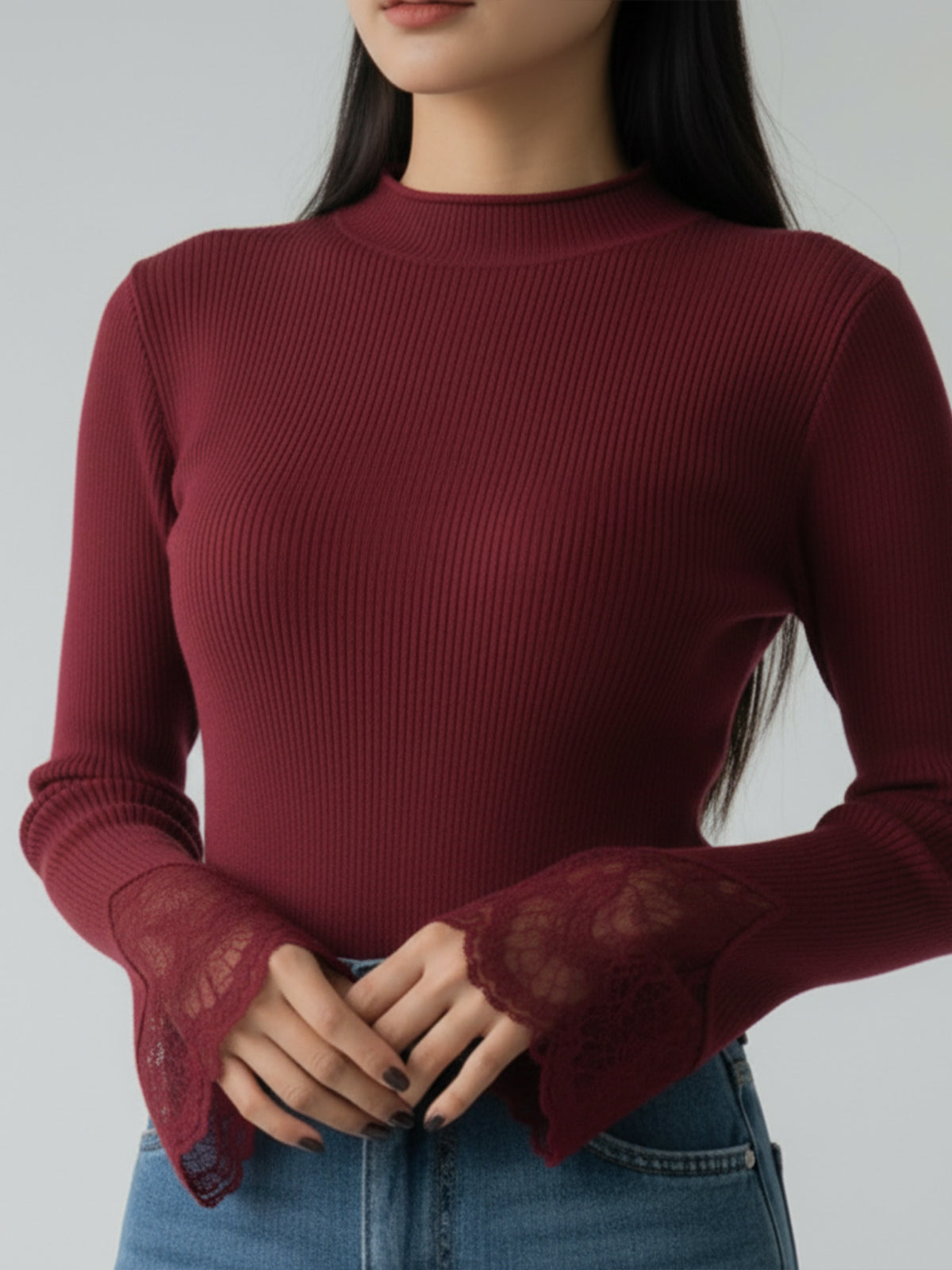 Refined Rib Lace Top
